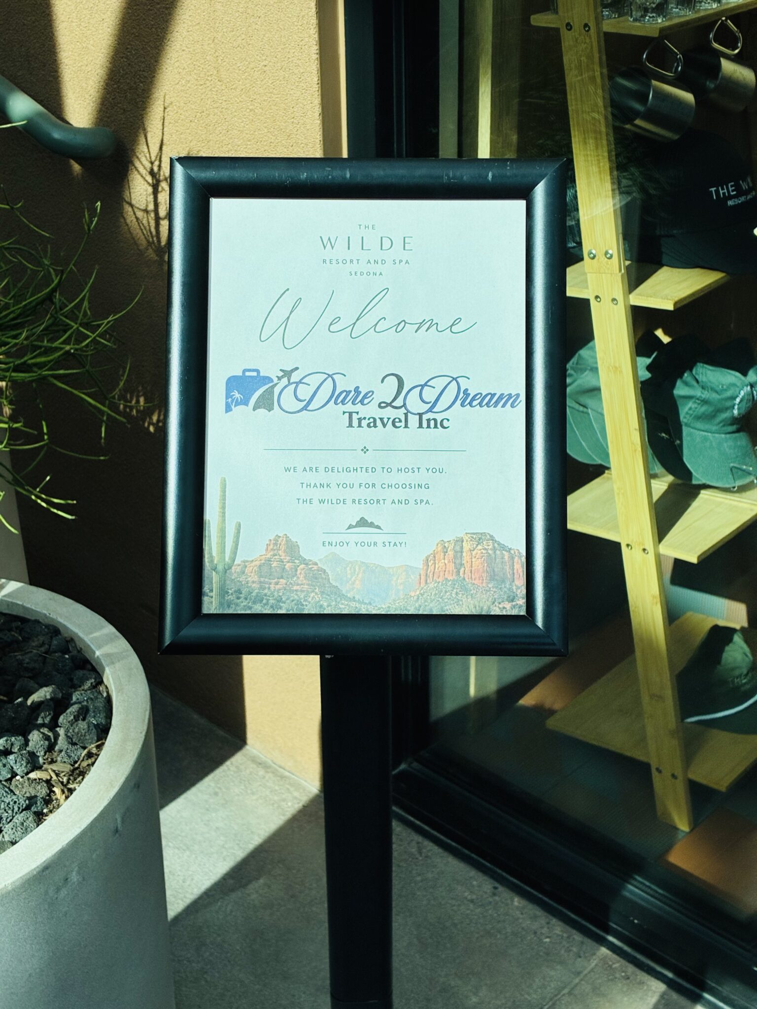 Welcome sign at The Wilde Resort and Spa in Sedona